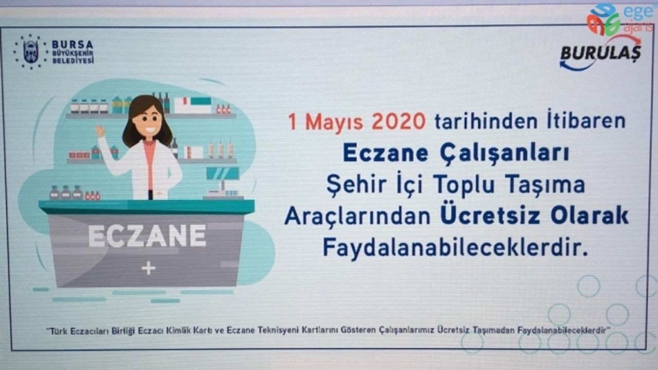 BURULAŞ duyurdu: 1 Mayıs’tan itibaren toplu taşıma eczacılara da ücretsiz