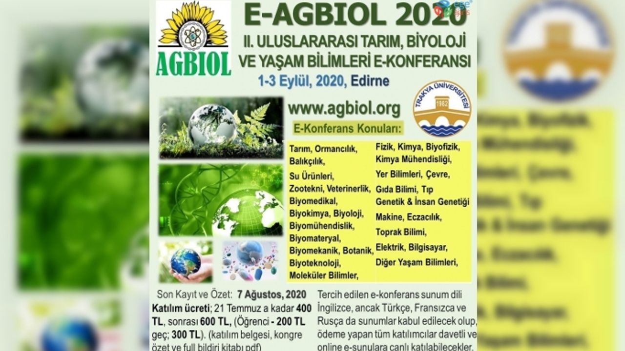 2. Uluslararası Tarım, Biyoloji ve Yaşam Bilimleri E-Kongresi düzenlenecek