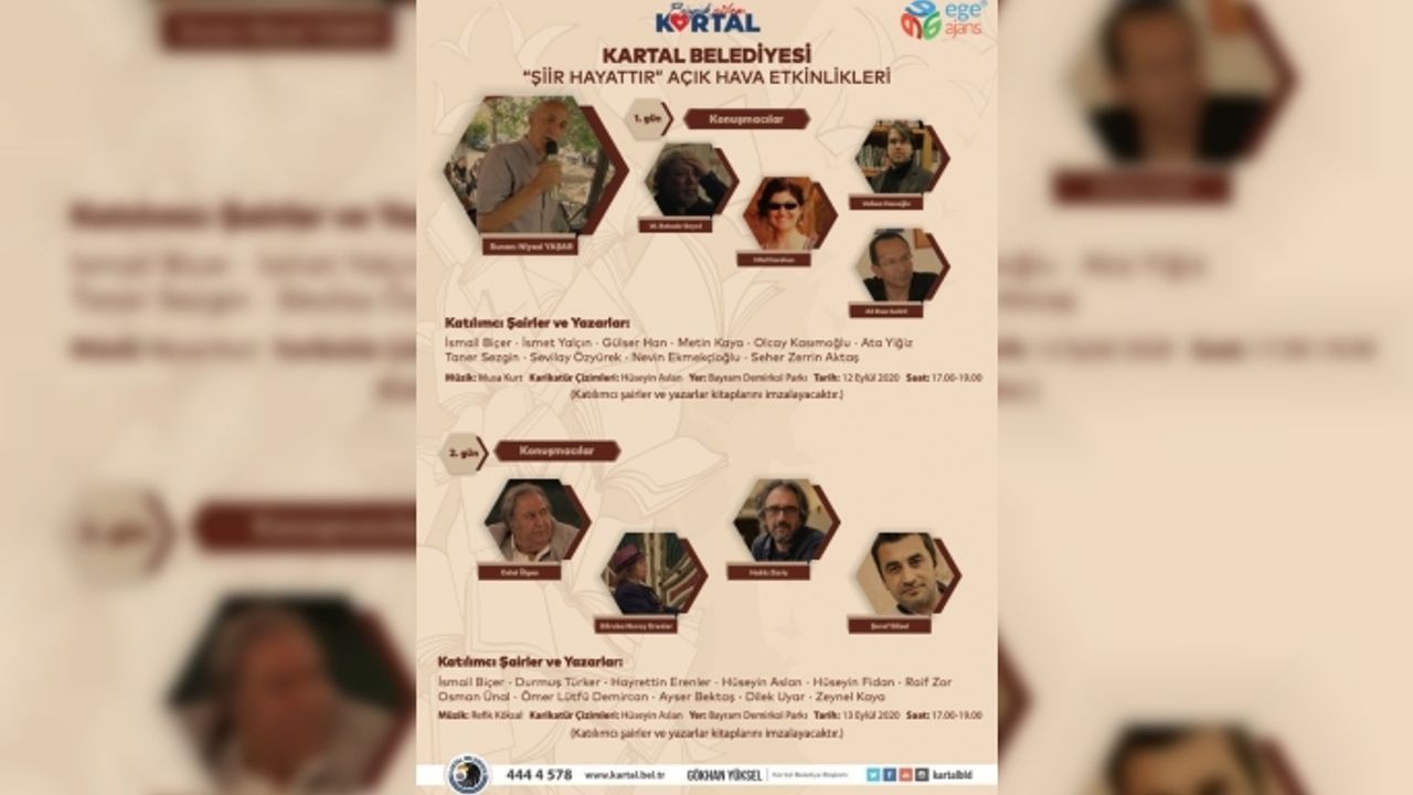 Kartal Belediyesi “Şiir Hayattır” etkinliği ile şair ve yazarları ağırlıyor