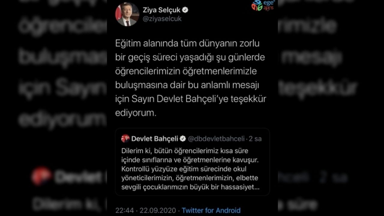 Milli Eğitim Bakanı Selçuk’dan MHP lideri Bahçeli’ye teşekkür mesajı