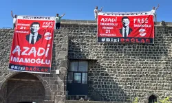 İmamoğlu için Diyarbakır Surlarına Kürtçe 'özgürlük' afişi