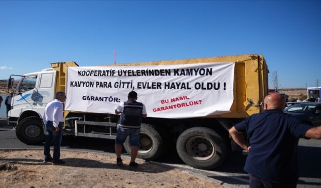 Kooperatif mağdurlarından kamyonlu protesto!