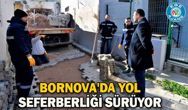 Bornova'da yol seferberliği sürüyor