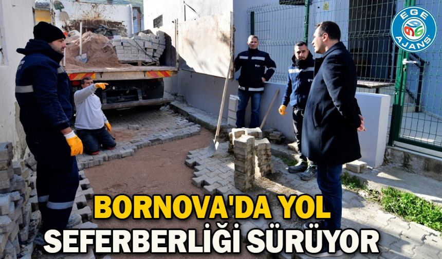 Bornova'da yol seferberliği sürüyor