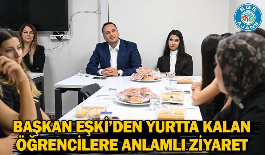 Başkan Eşki’den yurtta kalan öğrencilere anlamlı ziyaret