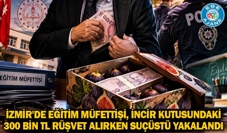 İZMİR'DE EĞİTİM MÜFETTİŞİ, İNCİR KUTUSUNDAKİ 300 BİN TL RÜŞVET ALIRKEN SUÇÜSTÜ YAKALANDI