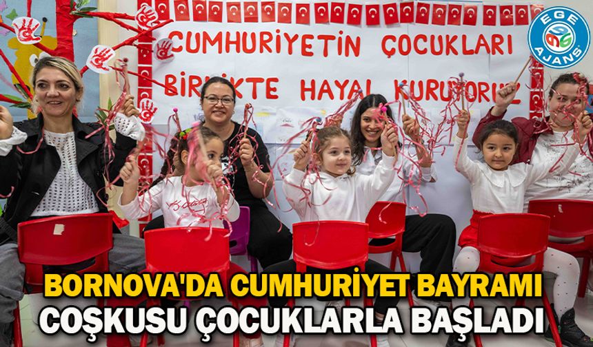 Bornova'da Cumhuriyet Bayramı coşkusu çocuklarla başladı